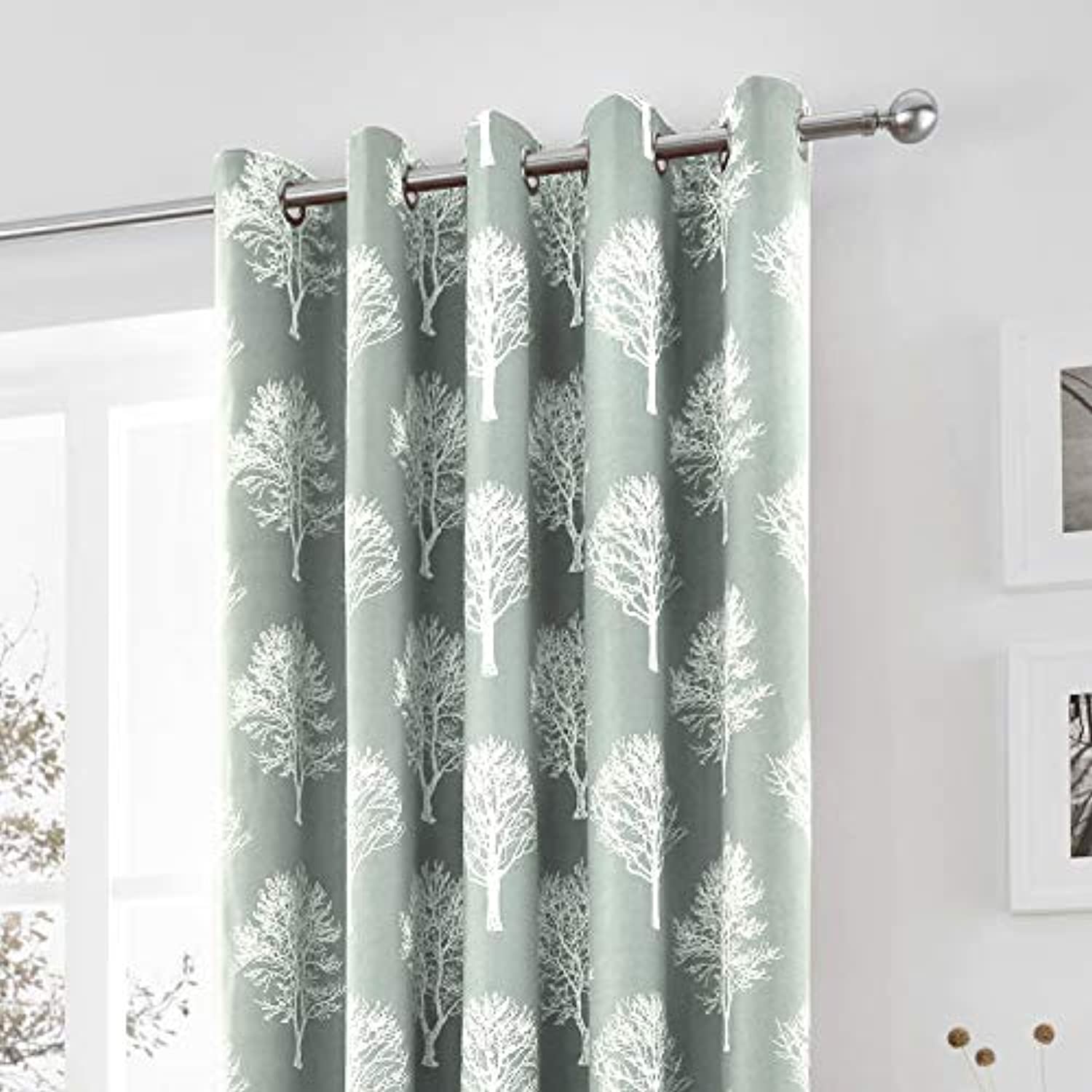 Duck Egg Tree Print Curtains