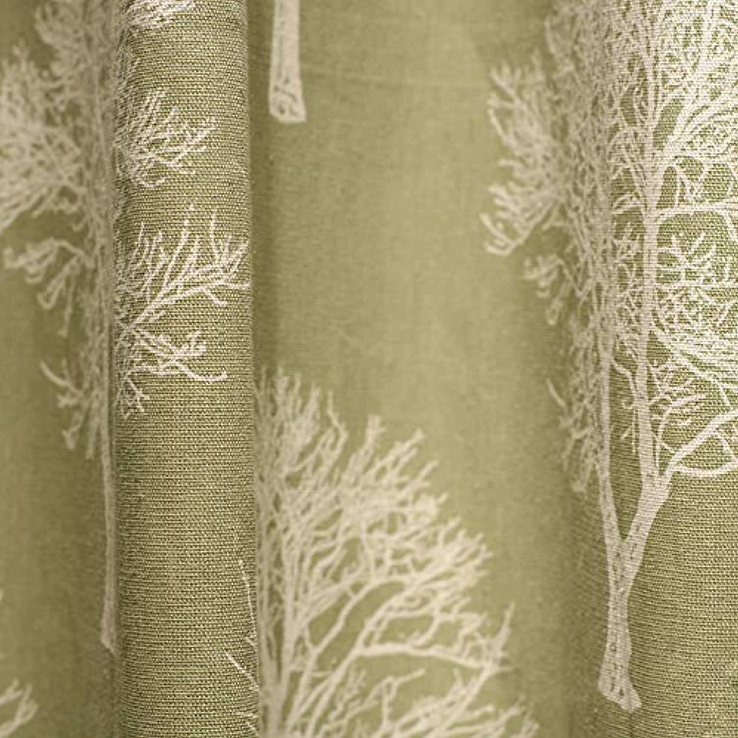 Woodland Trees Green Pair of Eyelet Curtains by Fusion - Image 3
