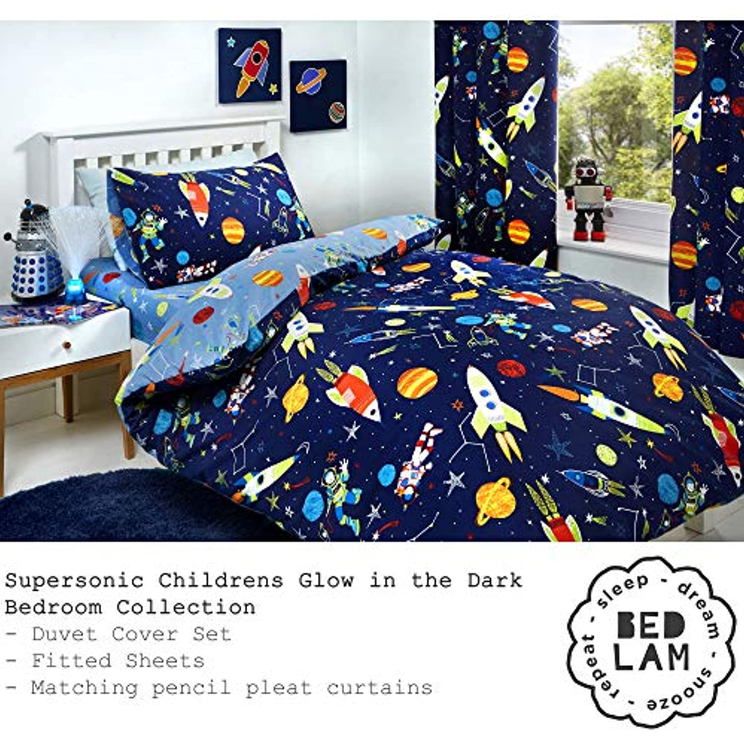 Supersonic Glow In The Dark Duvet Cover Set - Image 4
