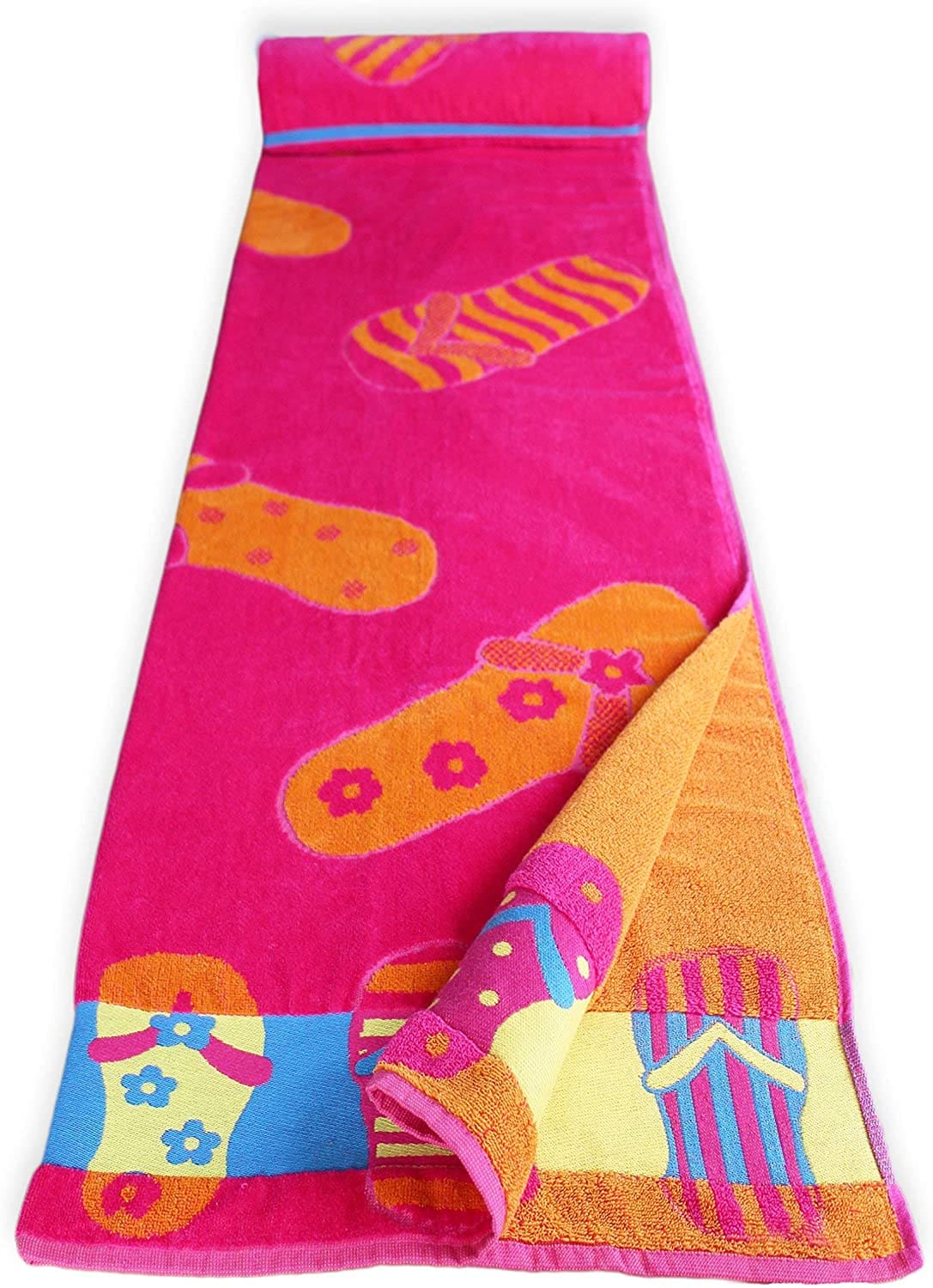 bright pink flip flop beach towel