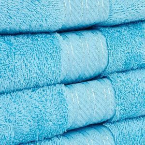 aqua blue towels egyptian cotton restmor supreme with 3 stripe border