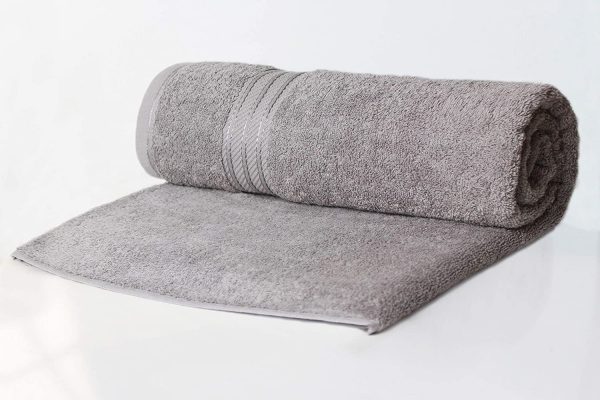 silver grey large bath towel egyptian cotton