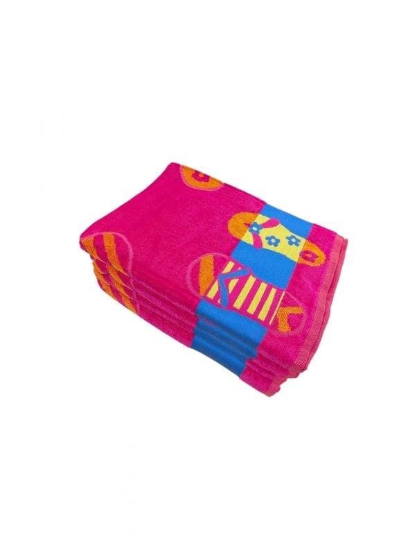 bright pink beach towels flipflop design