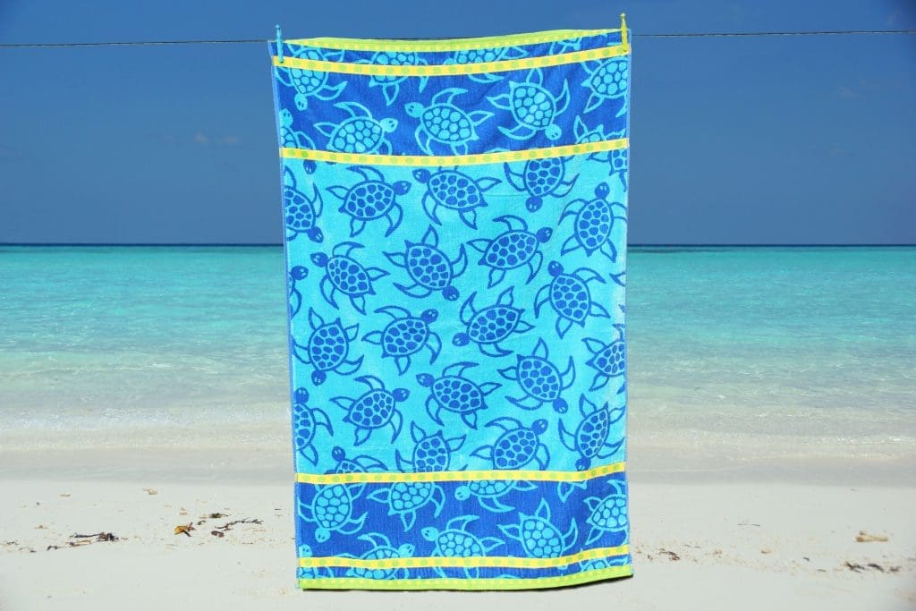 blue beach towel turtle pattern large soft velour cotton