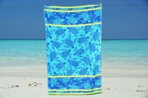 blue beach towel turtle pattern large soft velour cotton