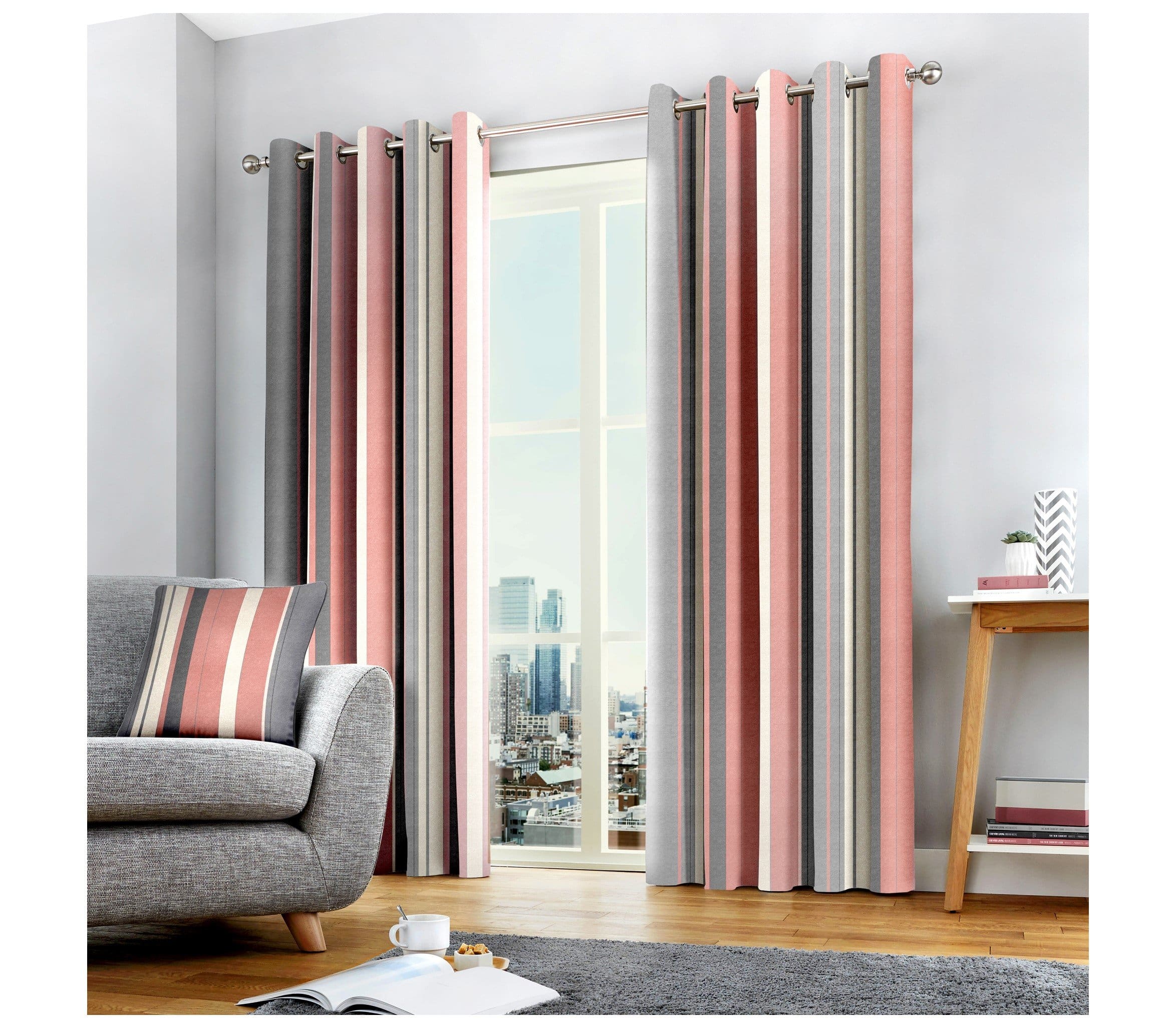 whitworth stripe pink grey curtains