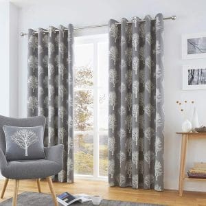 woodland tree curtains grey