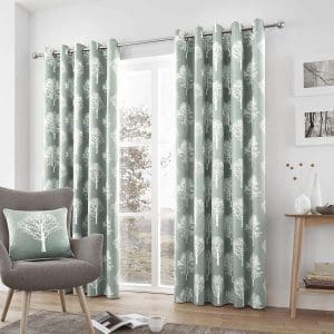 woodland tree blue curtains lined eyelet curtains uk