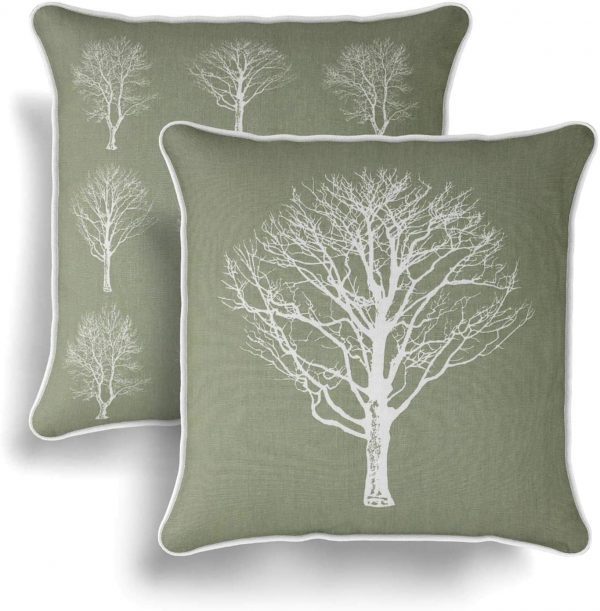 woodland tree sage green cushion cover