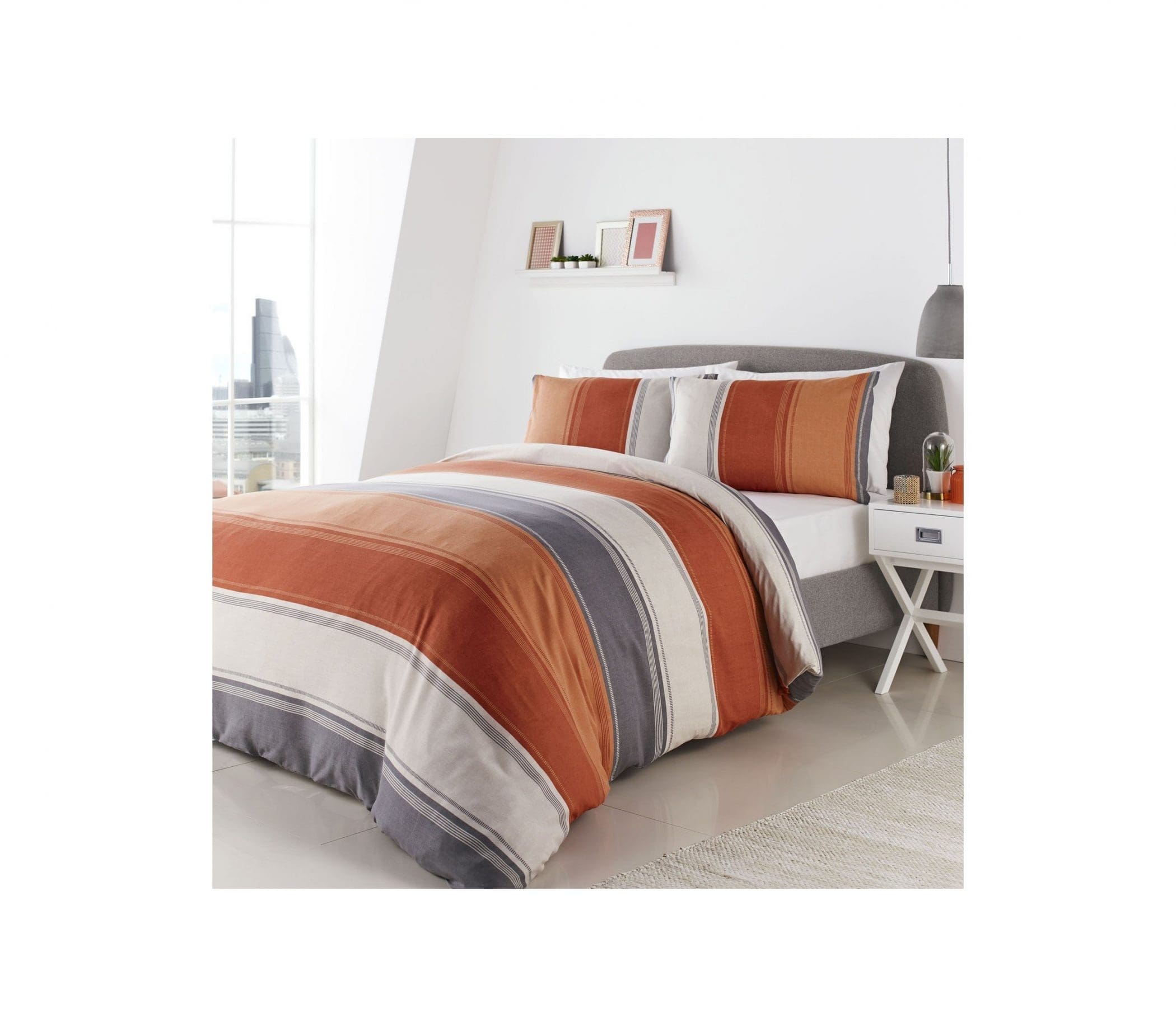 Betley Orange Wide Stripe Bedding
