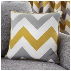 chevron pattern yellow and grey cushion cover