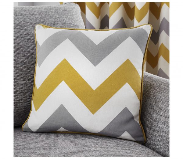 chevron pattern yellow and grey cushion cover