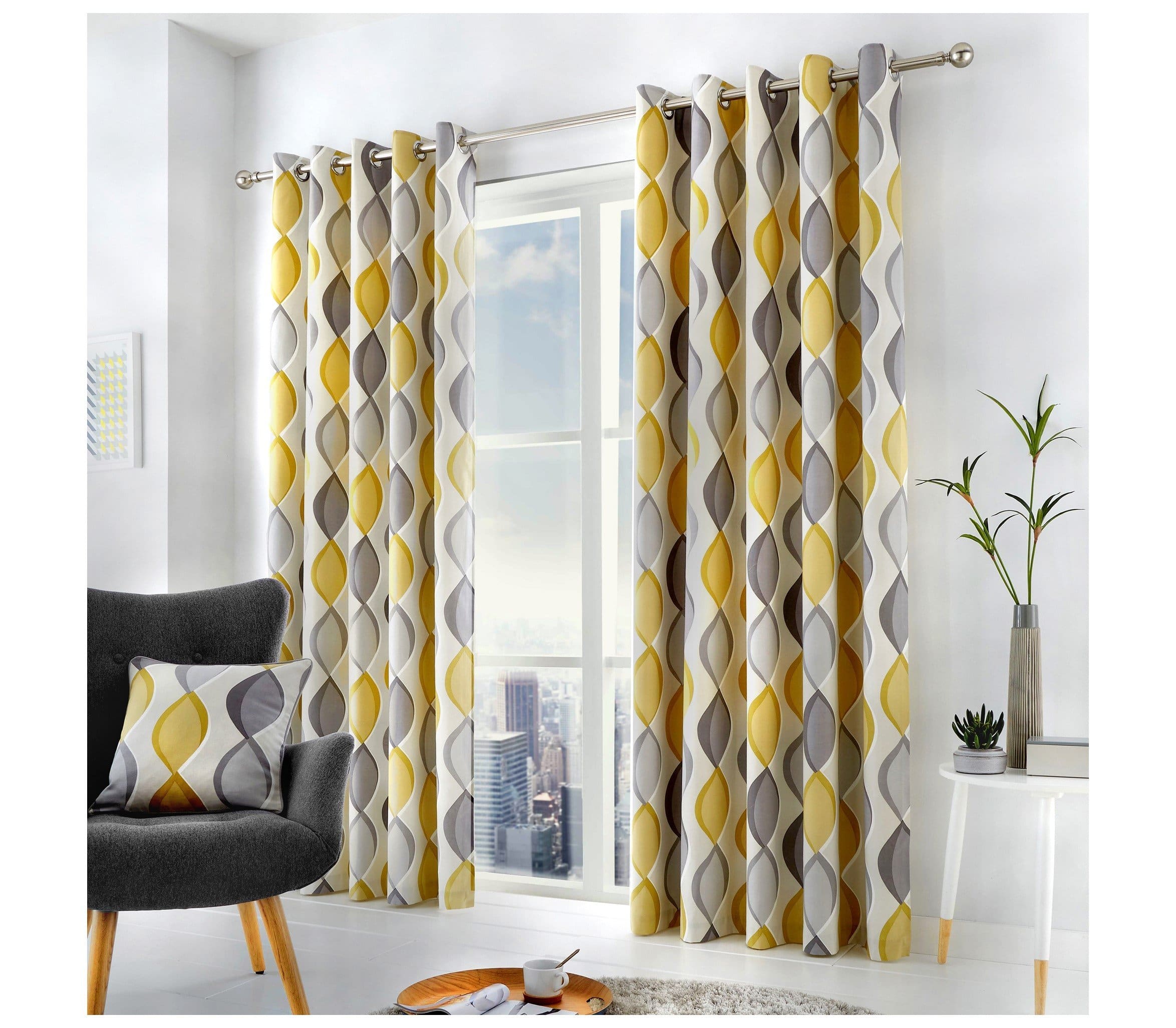 Lennox Grey and Yellow Cushion Cover 43 x 43 cm - Image 2