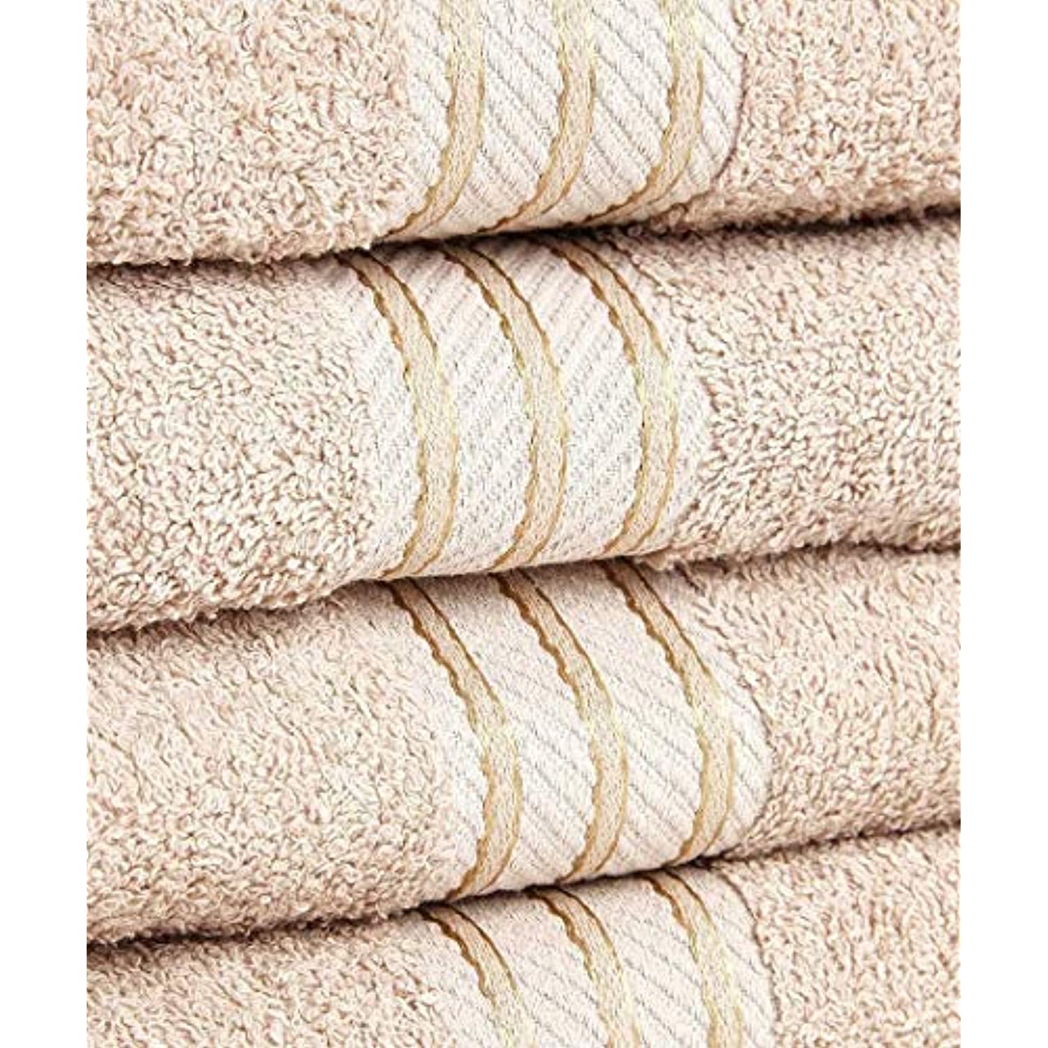 luxury supreme bathroom towels sets egyptian cotton beige towels with striped border