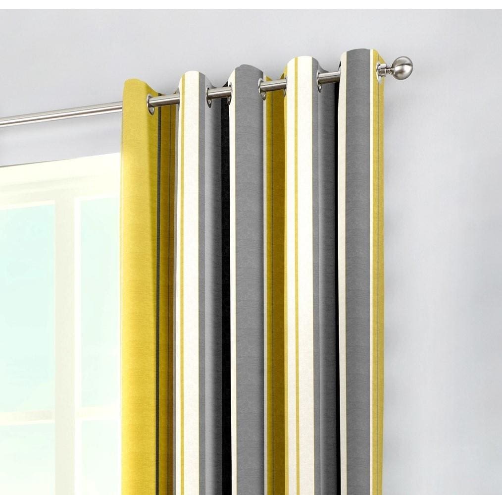 grey & yellow curtains whitworth stripe ochre