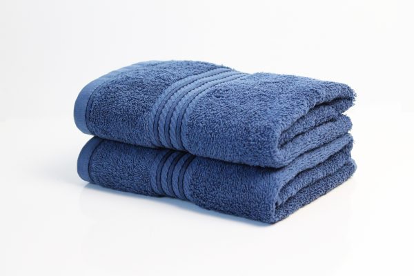 navy blue hand towel 500 gsm egyptian cotton striped border multipack