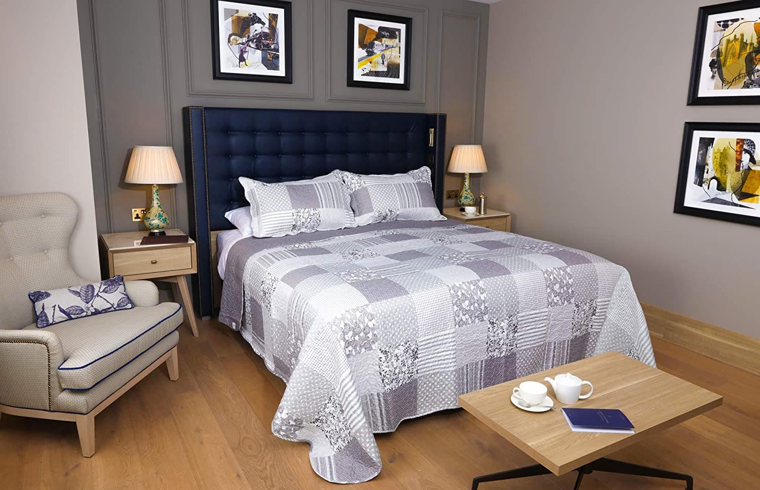 grey patchwork bed set ariana by restmor