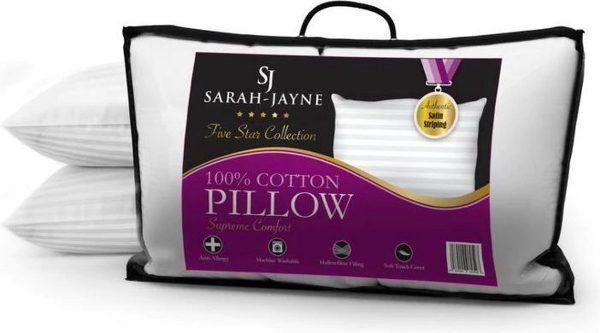 plump pillow pair by sarah jayne satin stripe cotton with anti allergy filling