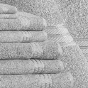 silver towel set with face cloths hand towels and sheets 6 piece matching pack