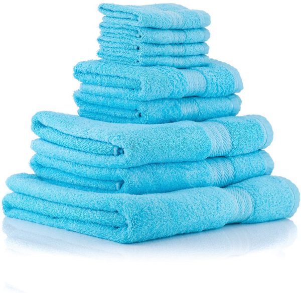 bright blue towel set big bundle egyptian cotton bath towels in aqua blue