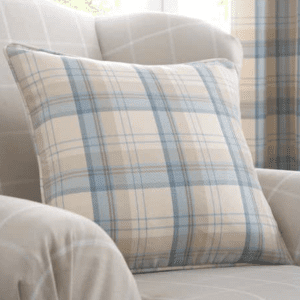 balmoral check cushion cover duck egg blue tartan pattern dunelm cushions
