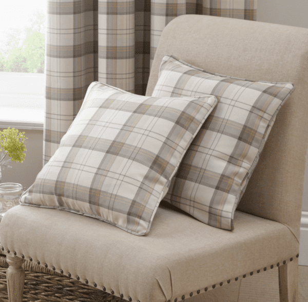 dunelm cushions balmoral ochre scottish tartan pattern check design cushion
