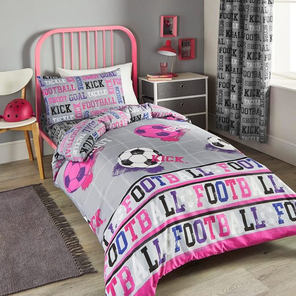 pink football bed cover set single bed