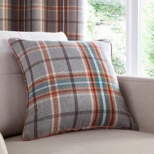 dunelm cushion melrose teal and grey check pattern sofa cushion