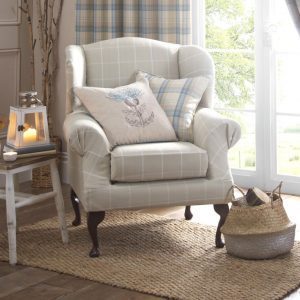 thistle and balmoral check cushion matching set in duck egg blue dunelm