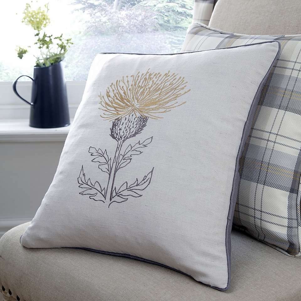 ochre cushion covers balmoral thistle