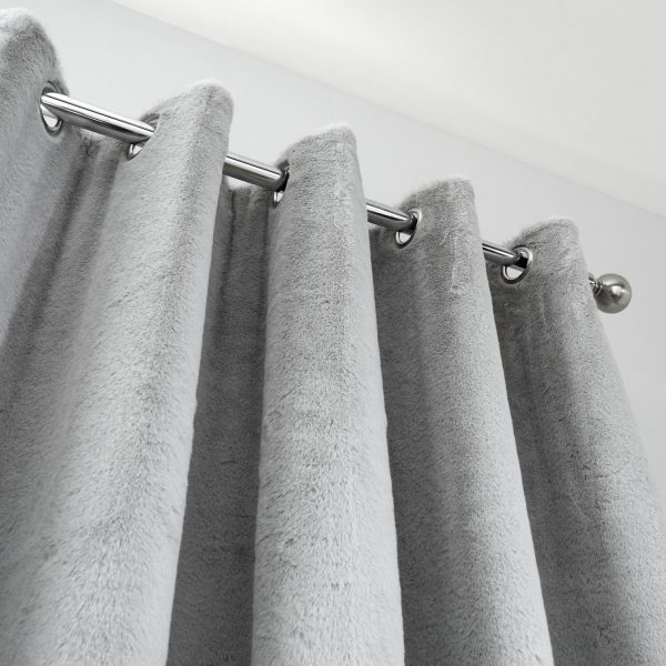 caprice home curtains brigitte silver faux fur eyelet curtains soft to touch on sale