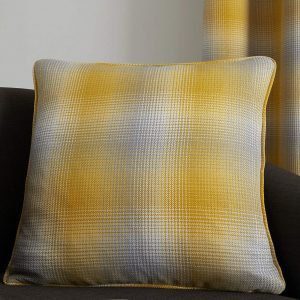lincoln check ochre yellow and grey cushion cover