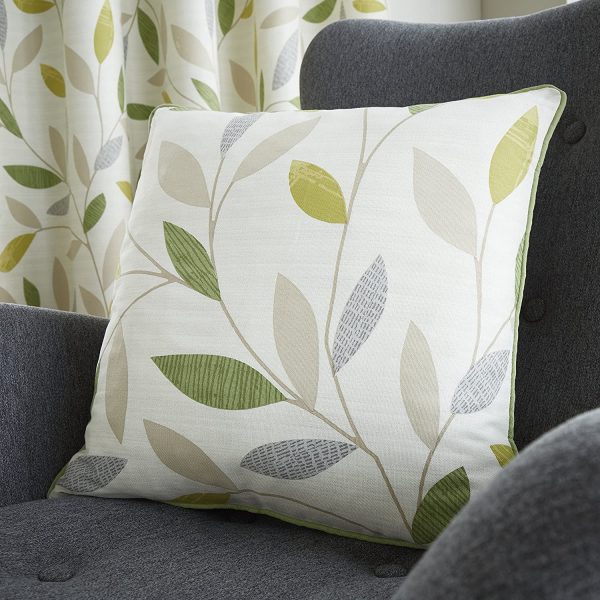 beechwood sage green leaf pattern cushion cover