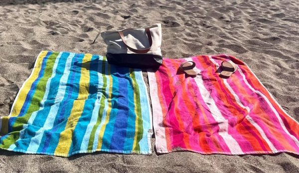his and hers beach towels striped blue soft quick drying beach towels