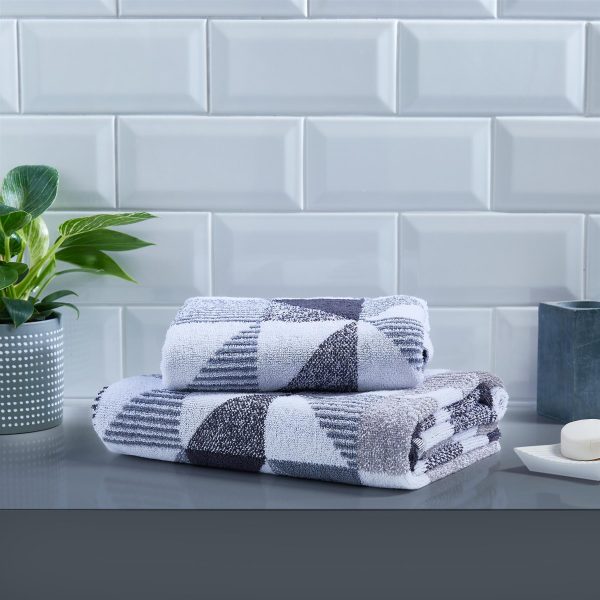 black white grey geometric towels