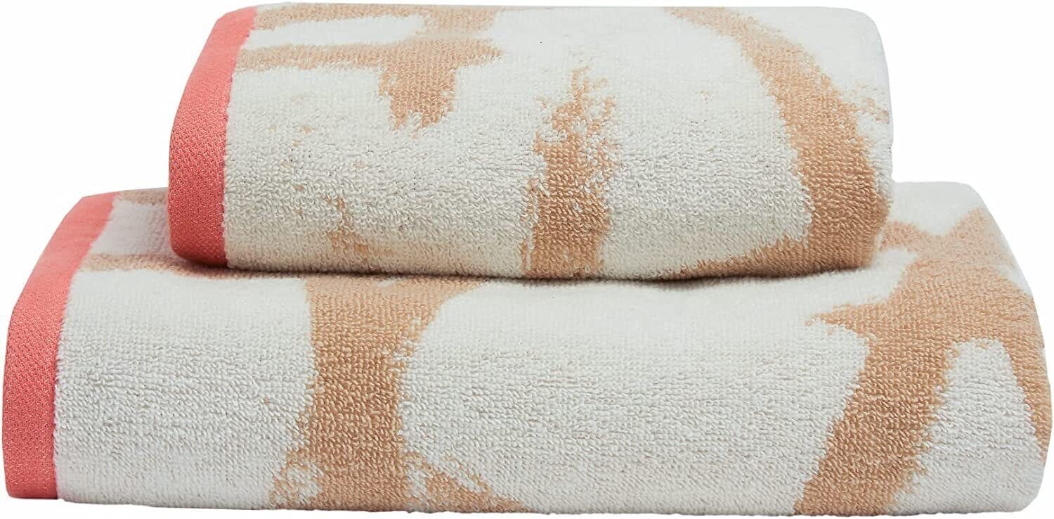 Abstract Hand Towels Grey Yellow or Coral Natural - Image 5