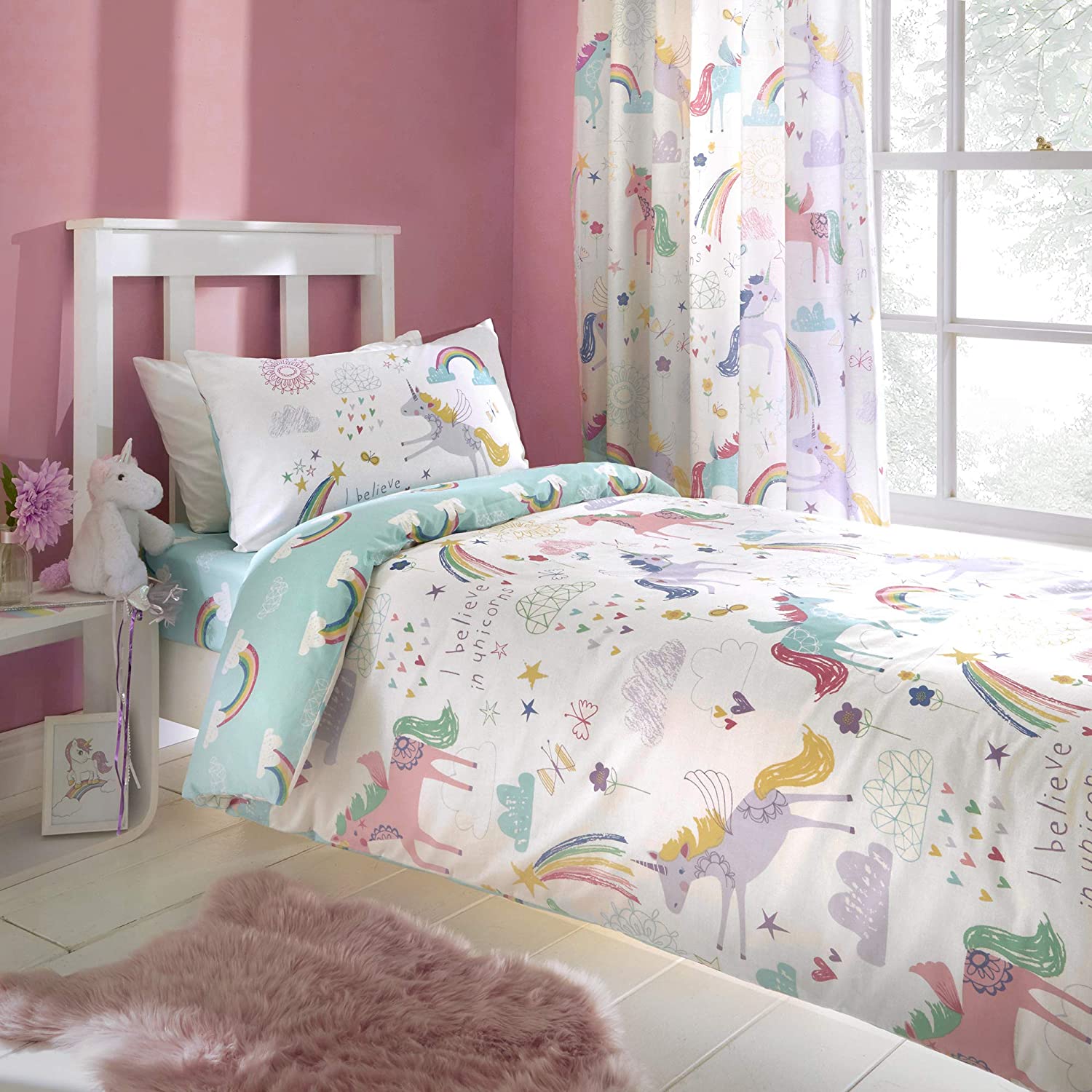 Rainbow Unicorn Kids Bed Set - Image 2