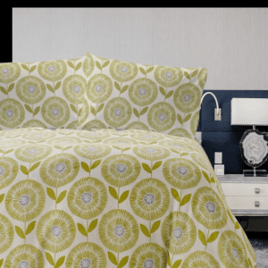green duvet cover set spring fresh bedding modern skandi dandelion design
