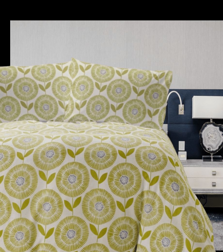 green duvet cover set spring fresh bedding modern skandi dandelion design