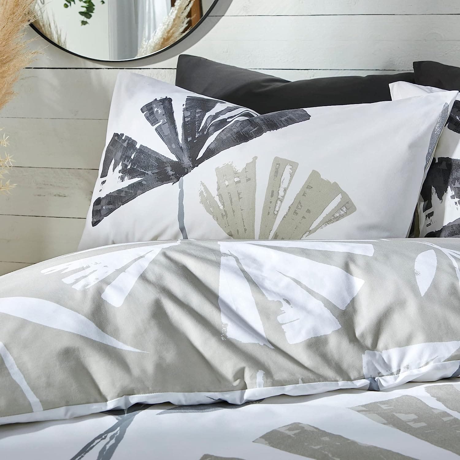 alma natural bold flower print duvet cover set