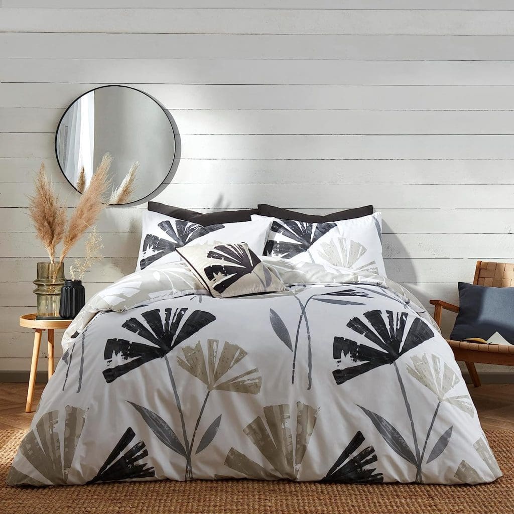 alma natural linen flower bedding cover set