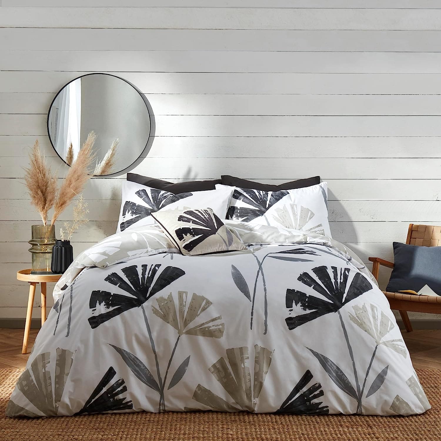 alma natural linen flower bedding cover set