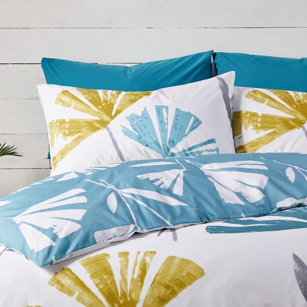 alma teal blue flower bedding cover with yellow