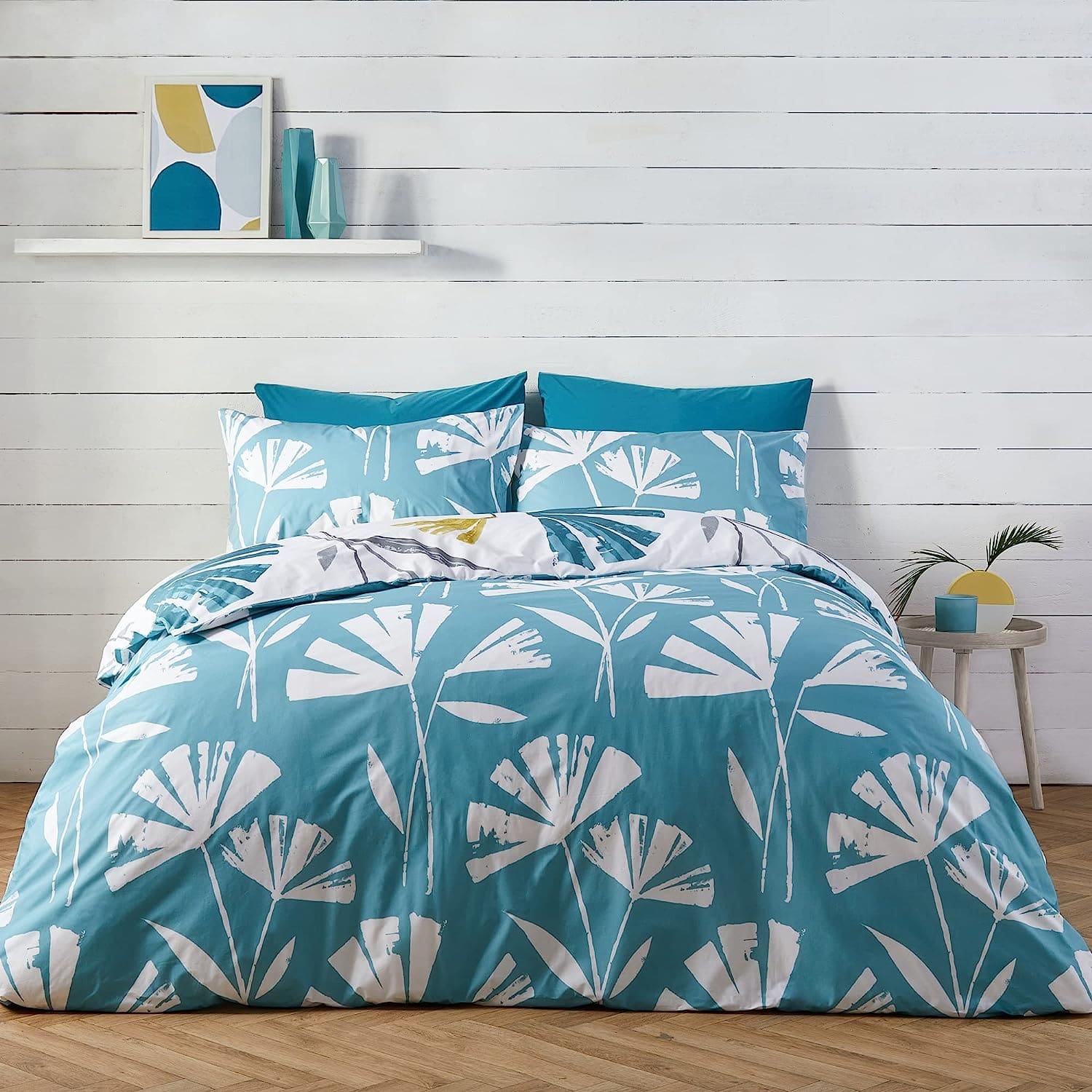 Alma Floral Bed Cover Sets Teal or Natural - Image 6