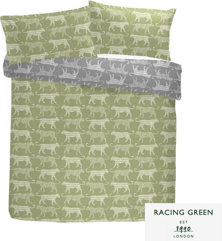 Leopard Single Bed Cover Set Grey & Green - Image 3