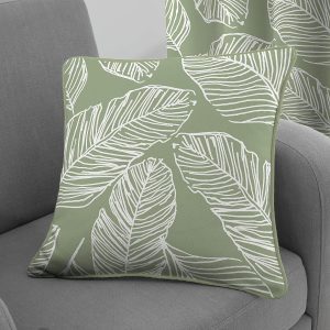 green cushion cover palm leaf botanical pattern matteo green