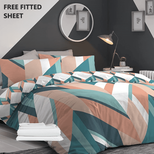 anderson teal geometric bedding cover set with free fitted sheet