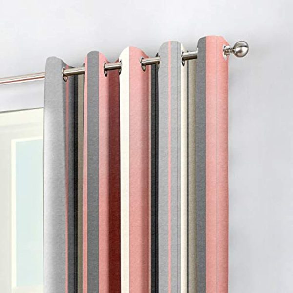 Fusion - Whitworth Stripe - 100% Cotton Pair of Eyelet Curtains - Image 12