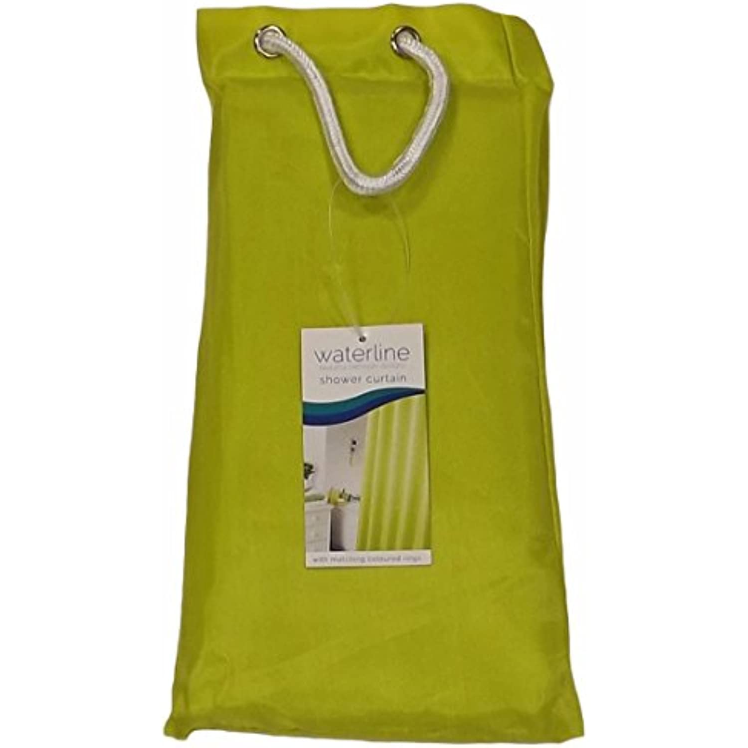 VIBRANT LIME GREEN SHOWER CURTAIN 180CM X 180CM INCLUDES RINGS - Image 2