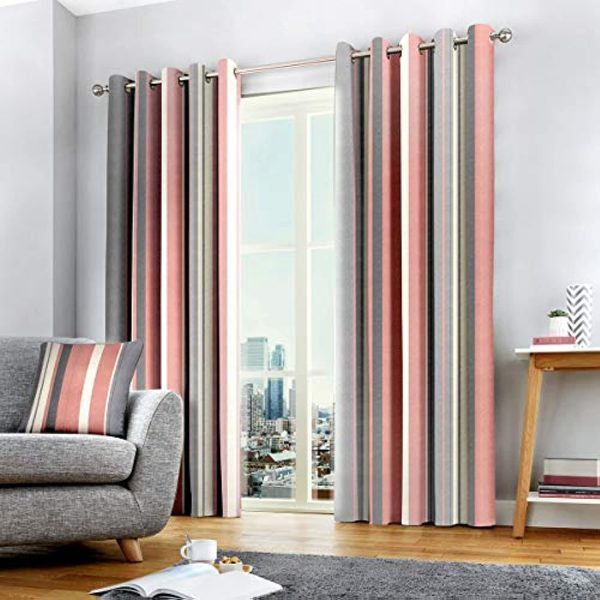 Fusion - Whitworth Stripe - 100% Cotton Pair of Eyelet Curtains - Image 11